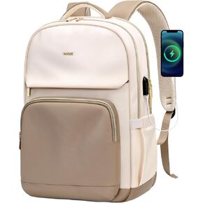 حقيبة ظهر للكمبيوتر المحمول للنساء - حقيبة عمل كمبيوتر 15.6 بوصة مع منفذ USB Port Port Portpack Pors