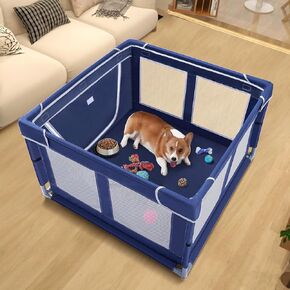 42 × 42inch Dog Playpen Cover, 600D Oxford Cloth Puppy Playpen Top, Dog Fence Roof with Zipper PVC Transparent Window(Dog Playpen Not Included)