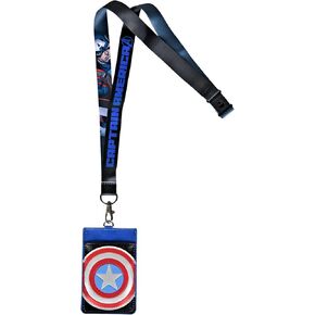 حبل Marvel Deluxe مع حامل بطاقة PU - كابتن أمريكا