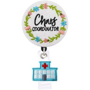 Chaos Coordinator Hospital Badge Reels Retractable, with Alligator Clip and Key Ring, 24 inches Thick Pull Cord