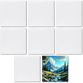 MR.R 8 Pack Sublimation Blanks 8x8" White Glossy Ceramic Tiles Crafts for Heat Press Transfer Printing Customized Photo Frame Novelty for Wedding, Birthday Gift, Decoration (20x20cm)