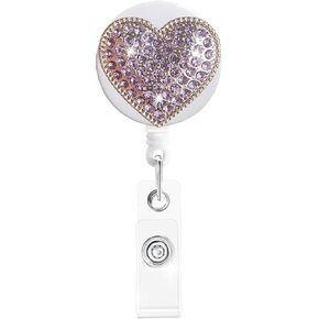 Retractable Badge Holders with Fun Designs - Adjustable ID Card Reel with ID Clip for Nurses, Doctors, Hotel Staff, Teacher, Security, Gifts (Garland, Purple)