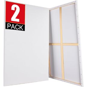 Stretched Canvases for Painting 24x36 Canvas Large Canvas for Painting, White Painting Canvases for Acrylic, Oil, Tempera, Watercolor or Other Paints (2Pack)