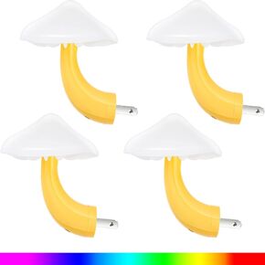 Honoson 4 Pieces Mushroom Night Light LED Night Light Plug in Lamp 7 Color Magic Mini Pretty Mushroom Shaped Lamp Adults(Colorful Light with White Cover) in Kuwait
