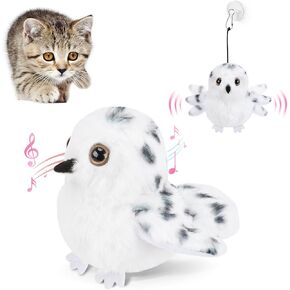 Flapping Cardinal Cat Toys, Interactive Cat Exercise Toy with Lifelike Bird Chirp, USB Rechargeable Automatic Cat Kicker Catnip Toys for Bored Indoor Adult Cats Kittens in Kuwait