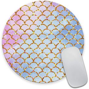 Smooffly Mermaid Scales Mousepad Round Mouse Mouse Pad Murmaid Mousepads Assive Caseory Cute Circular Mouse Size 7.9 × 7.9 × 0.12 بوصة