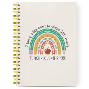 Vontp Teacher Love Inspire Rainbow Spiral Notebook Hardcover ، College حكمت مجلة الكمبيوتر الدفترية للكتابة ، هدايا تقدير المعلم للنساء ، 5.5 × 8.3