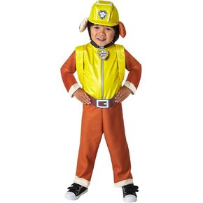 Rubies Child's Paw Patrol Rubble Costume Jumpsuit, Headpiece, and Pup-Pack for Themed Parties and Halloween, Small