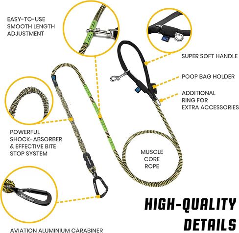 Heavy Duty Dog Leash - Dog Training Leash for Dog - Shock Absorbing Bungee Dog Leashes - Chew Proof Dog Leash - Extreme Durability Safety Hands Free Dog Leash for Medium and Large Dogs FT 44~132 lbs in Saudi Arabia
