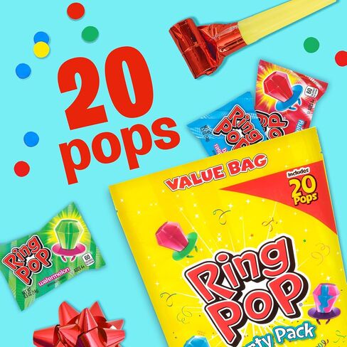 Ring Pop Individually Wrapped Bulk Lollipop Variety Party Pack – 50 Count Suckers w/ Assorted Fruity Flavors - Fun Bulk Candy for Kids - Hard Candy for Party Favors, Birthdays & Goodie Bags in Saudi Arabia