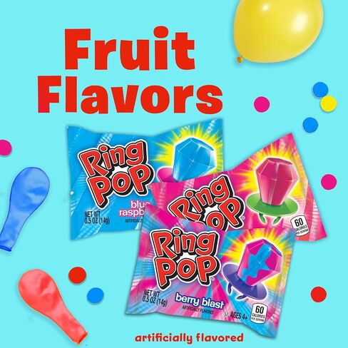 Ring Pop Individually Wrapped Bulk Lollipop Variety Party Pack – 50 Count Suckers w/ Assorted Fruity Flavors - Fun Bulk Candy for Kids - Hard Candy for Party Favors, Birthdays & Goodie Bags in Saudi Arabia