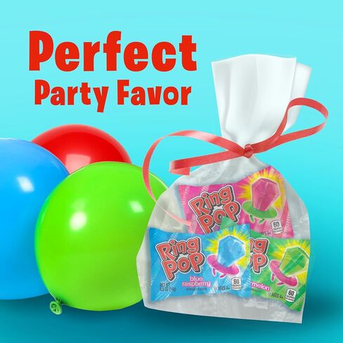 Ring Pop Individually Wrapped Bulk Lollipop Variety Party Pack – 50 Count Suckers w/ Assorted Fruity Flavors - Fun Bulk Candy for Kids - Hard Candy for Party Favors, Birthdays & Goodie Bags in Saudi Arabia