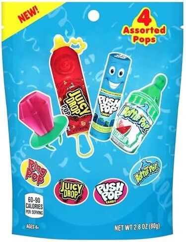 Candy Variety Pack - 18 Count Assorted Lollipops - Ring Pop, Push Pop, Baby Bottle Pop & Juicy Drop - Ideal for Birthdays, Party Favors, Celebrations & Candy Gifts by Bazooka Candy Brands in Saudi Arabia