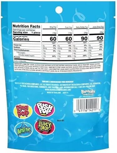 Candy Variety Pack - 18 Count Assorted Lollipops - Ring Pop, Push Pop, Baby Bottle Pop & Juicy Drop - Ideal for Birthdays, Party Favors, Celebrations & Candy Gifts by Bazooka Candy Brands in Saudi Arabia