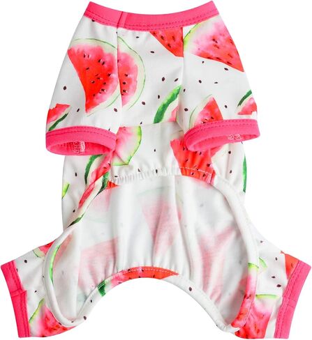 Dog Pajamas for Small Dogs Girl Boy Puppy Pjs Summer Pet Onesies for Chihuahua Yorkie Teacup Cute Soft Material Stretch Able Cat Clothes Outfit Apparel Doggy Jumpsuit (Small, Watermelon) in Saudi Arabia