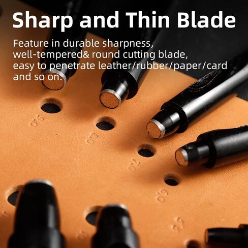 WUTA Black Round Hole Punch Leather Hollow Punch Steel Watches Belts Scrapbooking Paper Leather Tools for Watch Band, Fabric, Plastic 1+1.5+2+3+4+5mm (6pcs) in Saudi Arabia