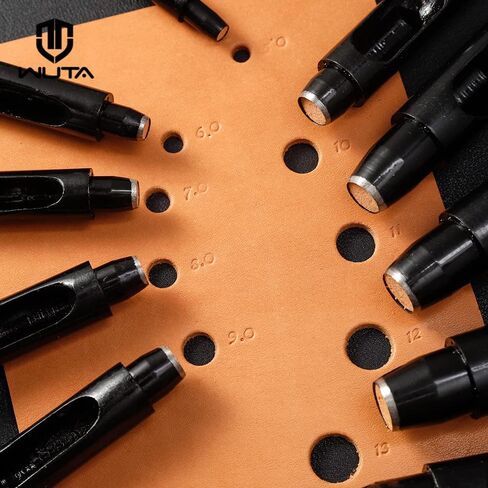 WUTA Black Round Hole Punch Leather Hollow Punch Steel Watches Belts Scrapbooking Paper Leather Tools for Watch Band, Fabric, Plastic 1+1.5+2+3+4+5mm (6pcs) in Saudi Arabia