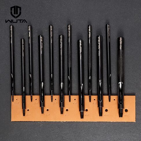 WUTA Black Round Hole Punch Leather Hollow Punch Steel Watches Belts Scrapbooking Paper Leather Tools for Watch Band, Fabric, Plastic 1+1.5+2+3+4+5mm (6pcs) in Saudi Arabia