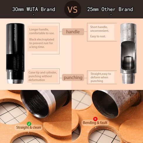WUTA Black Round Hole Punch Leather Hollow Punch Steel Watches Belts Scrapbooking Paper Leather Tools for Watch Band, Fabric, Plastic 1+1.5+2+3+4+5mm (6pcs) in Saudi Arabia