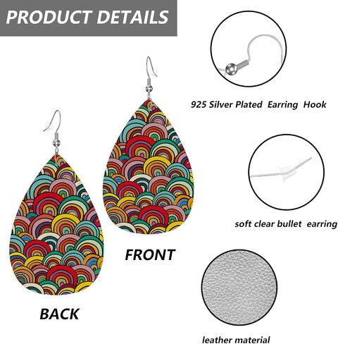 MIOAOSRT Color Wave Drop Dangle Earrings Faux Leather Teardrop Earrings Lightweight Drop Dangle Jewelry for Women Teen Girls Fashionable in Kuwait