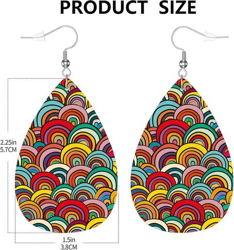 MIOAOSRT Color Wave Drop Dangle Earrings Faux Leather Teardrop Earrings Lightweight Drop Dangle Jewelry for Women Teen Girls Fashionable in Kuwait