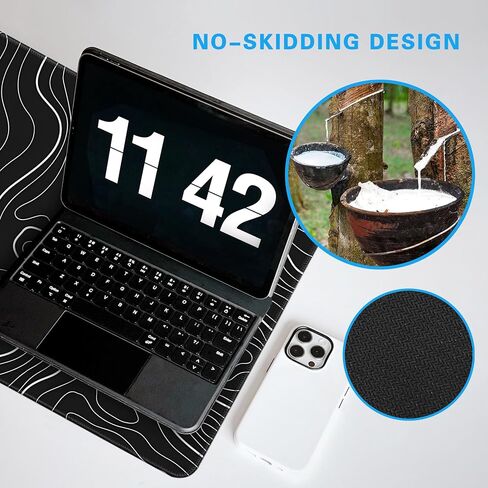 Minimalist Topographic Map Mouse Pad - Contour Extended Large Stitch Edge Mousepad. Black & White Non-Slip Gaming Desk Mat 31.5x11.8inch in Saudi Arabia