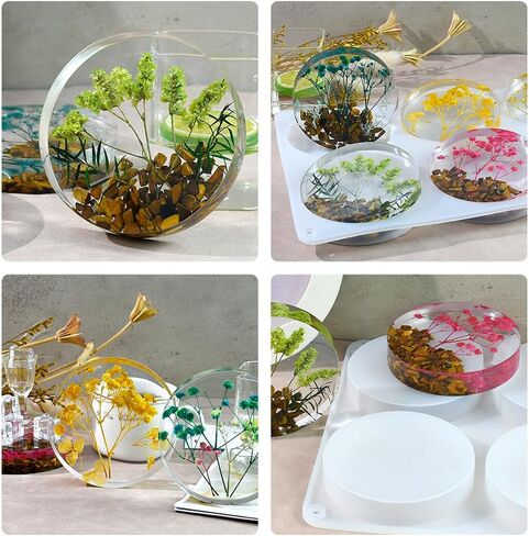 FineInno Coaster Resin Molds,Deep Silicone Molds for Epoxy Resin, Round Mold for Cups Mats, DIY Craft Flower Bouquet Preservation in Saudi Arabia