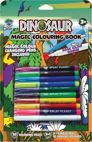 Splat Planet Magic Dinosaur Coloring Book With Magic Color Changing Pens Set - Magical Art A4 Size Coloring Book - Color Changing Magic Coloring Pens Set (Dinosaur) in Kuwait