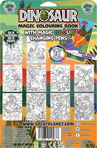 Splat Planet Magic Dinosaur Coloring Book With Magic Color Changing Pens Set - Magical Art A4 Size Coloring Book - Color Changing Magic Coloring Pens Set (Dinosaur) in Kuwait