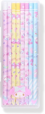 San-rio Kawaii Characters 8pcs Pencil Set - Includes 8 Adorable Pencils with CUte Designs & Clear Plastic Pencil Case - Ideal for Art & Office Suppliers - Stationery Organizer (Cinnamonroll) in Saudi Arabia