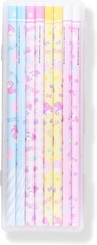 San-rio Kawaii Characters 8pcs Pencil Set - Includes 8 Adorable Pencils with CUte Designs & Clear Plastic Pencil Case - Ideal for Art & Office Suppliers - Stationery Organizer (Cinnamonroll) in Saudi Arabia