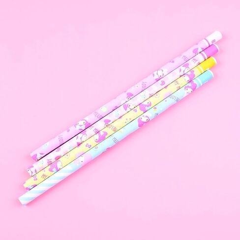 San-rio Kawaii Characters 8pcs Pencil Set - Includes 8 Adorable Pencils with CUte Designs & Clear Plastic Pencil Case - Ideal for Art & Office Suppliers - Stationery Organizer (Cinnamonroll) in Saudi Arabia