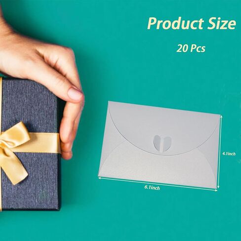 20 Pcs Gift Card Envelopes with Heart Shaped Clasp, Cute Medium Envelopes (6.1 x 4.1 inch) Perfect for Gift Cards, Love Letters, Wedding Greeting Party, Parties and Favors, Pink in Kuwait