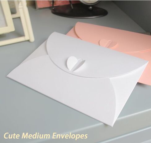 20 Pcs Gift Card Envelopes with Heart Shaped Clasp, Cute Medium Envelopes (6.1 x 4.1 inch) Perfect for Gift Cards, Love Letters, Wedding Greeting Party, Parties and Favors, Pink in Kuwait