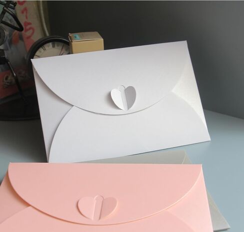 20 Pcs Gift Card Envelopes with Heart Shaped Clasp, Cute Medium Envelopes (6.1 x 4.1 inch) Perfect for Gift Cards, Love Letters, Wedding Greeting Party, Parties and Favors, Pink in Kuwait