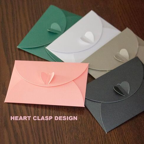 20 Pcs Gift Card Envelopes with Heart Shaped Clasp, Cute Medium Envelopes (6.1 x 4.1 inch) Perfect for Gift Cards, Love Letters, Wedding Greeting Party, Parties and Favors, Pink in Kuwait