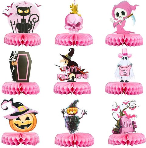 Gyufise 9pcs Halloween Honeycomb Centerpces Halloween Baby Shower الطاولة المركزية العصي هالوين طاولة عيد ميلاد القبعات العليا لجميع القديسين استحمام الطفل الفتيات حفلات عيد ميلاد الطاولة in Saudi Arabia