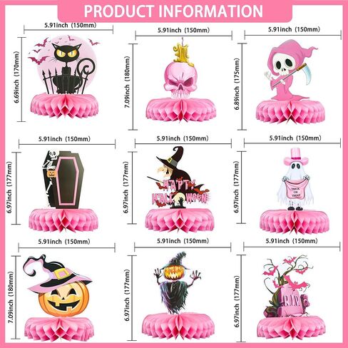 Gyufise 9pcs Halloween Honeycomb Centerpces Halloween Baby Shower الطاولة المركزية العصي هالوين طاولة عيد ميلاد القبعات العليا لجميع القديسين استحمام الطفل الفتيات حفلات عيد ميلاد الطاولة in Saudi Arabia