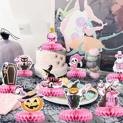 Gyufise 9pcs Halloween Honeycomb Centerpces Halloween Baby Shower الطاولة المركزية العصي هالوين طاولة عيد ميلاد القبعات العليا لجميع القديسين استحمام الطفل الفتيات حفلات عيد ميلاد الطاولة in Saudi Arabia