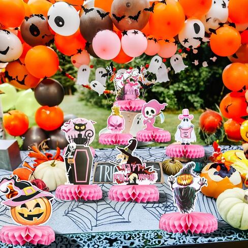 Gyufise 9pcs Halloween Honeycomb Centerpces Halloween Baby Shower الطاولة المركزية العصي هالوين طاولة عيد ميلاد القبعات العليا لجميع القديسين استحمام الطفل الفتيات حفلات عيد ميلاد الطاولة in Saudi Arabia