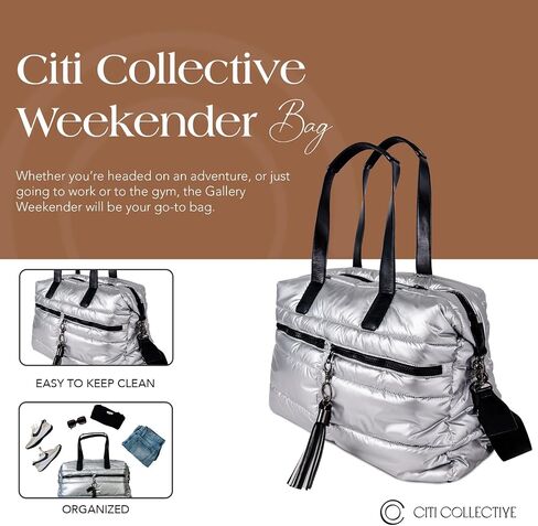 Citi Collective Gallery حقائب Weekender للنساء Silver | حقيبة عمل متعددة الاستخدامات | حقيبة السفر مع الأشرطة القابلة للتعديل للنساء | يأتي كمبيوتر محمول من الداخل مع حقيبة أحذية مكافأة وأكثر in Kuwait