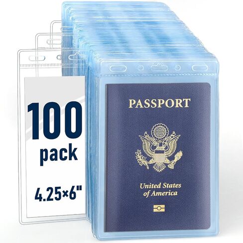 100 Pack Clear Plastic Passport Identification Card Holders, 4x6 Inch Vertical No Zipper Plastic Name Badge ID Card Holders in Saudi Arabia
