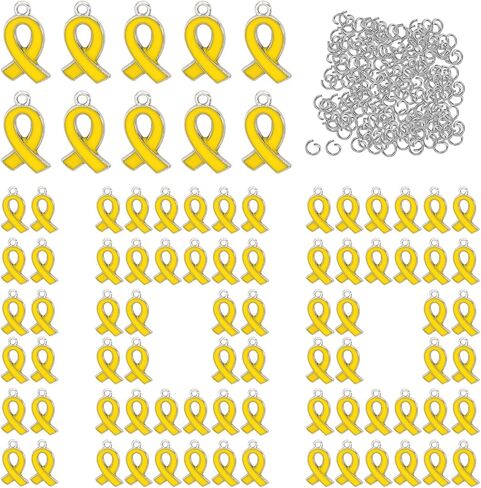 100Pcs Breast Cancer Awareness Charms Ribbon Charm Hope Pendants with 100Pcs Jump Ring for Jewelry Making Bracelets Necklaces Earring Women DIY Crafts in Saudi Arabia