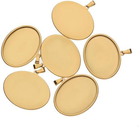 10pcs 30x40mm Oval Cabochon Pendant Bezel Trays 18K Gold & Black Plated Necklace Base Settings Memory Photo Frame for Audut Jewelry DIY Making in Saudi Arabia