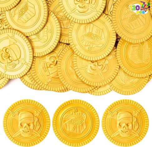 JOYIN 120 Pcs St. Patrick’s Day Gold Coins, Plastic Gold Coins Bulk with Shamrock, Leprechaun, Cauldron & Hat Patterns, St Patricks Accessories Games Gifts Decorations, Party Favors & Party Supplies in Saudi Arabia