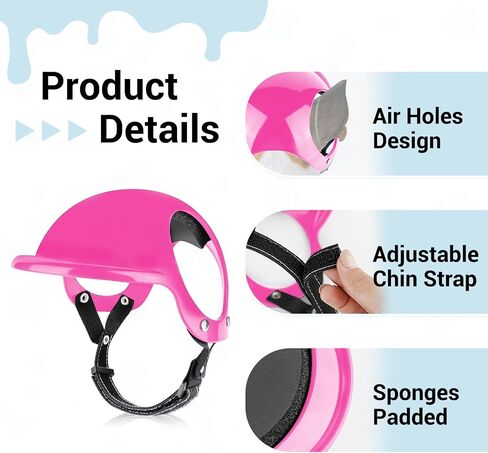 Dog Helmet and Dog Goggles for Small Dogs - Dog Goggles Pet Motorcycle Helmet Hat with Ear Holes Adjustable Straps Safety Helmet for Puppy Riding - Black in Saudi Arabia