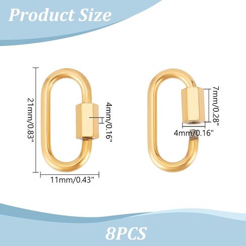 UNICRAFTALE 8Pcs Golden Oval Screw Carabiner Lock Charms 21mm Long Stainless Steel Screw Locking Keychain Carabiner Clasp Metal Keychain Clip Hook Quick Link for Jewelry Making Handbag DIY Accessory in Saudi Arabia