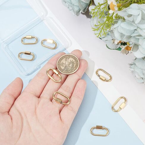 UNICRAFTALE 8Pcs Golden Oval Screw Carabiner Lock Charms 21mm Long Stainless Steel Screw Locking Keychain Carabiner Clasp Metal Keychain Clip Hook Quick Link for Jewelry Making Handbag DIY Accessory in Saudi Arabia