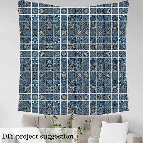 Plaid Fabric by The Yard, Retro Grid Upholstery, Buffalo Check Stripe Decorative, Vintage Geometric Indoor/Outdoor, Orange Blue, 1 Yard in Saudi Arabia