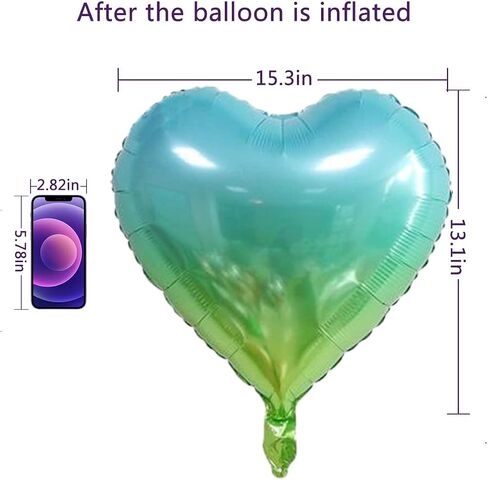 18 Assorted Gradient Color heart Shaped Balloons 18 Inches 6 Kinds of Rainbow Party Foil Balloons, Foil Balloons for Party Decoration, Birthday Party Supplies or Wedding Ceremony in Saudi Arabia